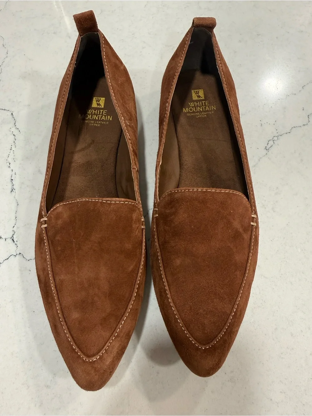 White Mountain Brown Suede Pointed Toe Slip-On Loafer Flats Women's 8.5M